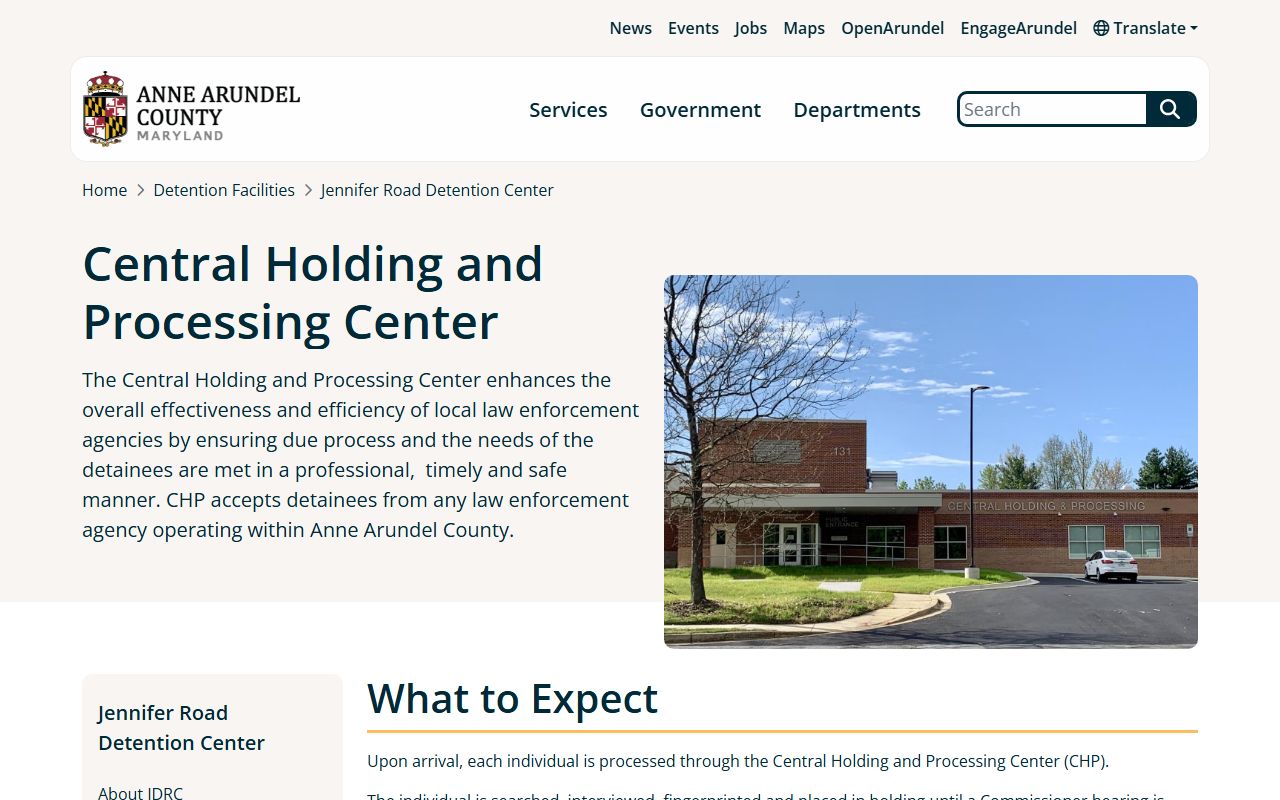 Anne Arundel County arrest records Central Holding and Processing Center