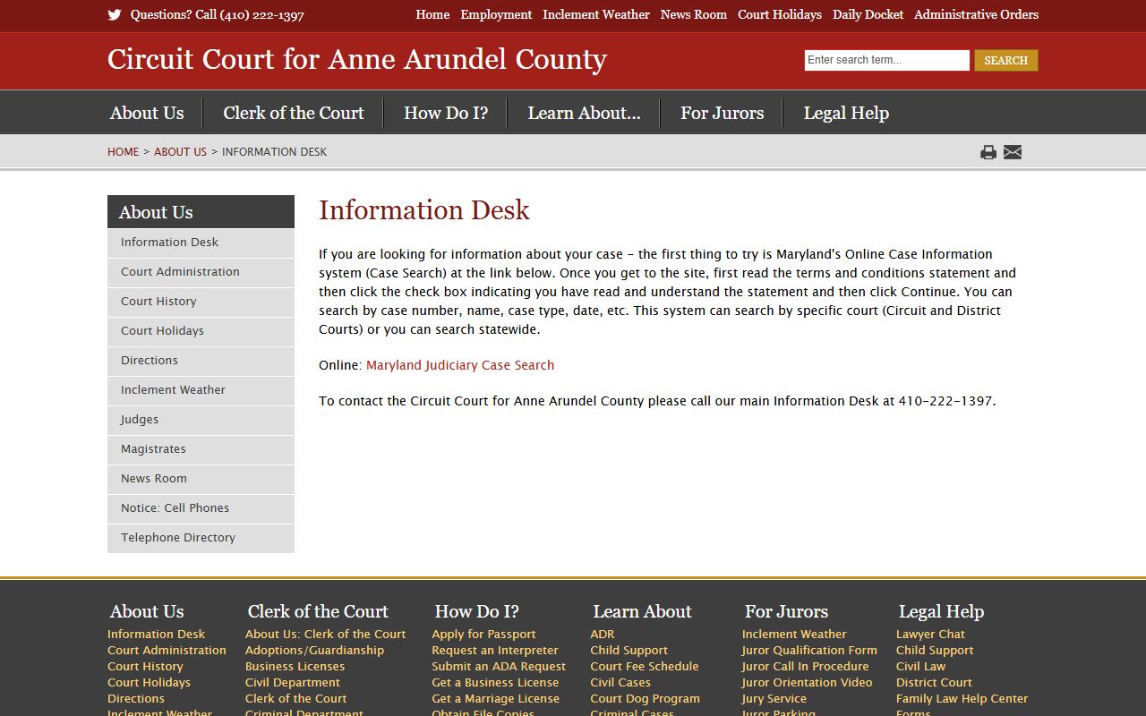 Anne Arundel County court dockets Case Search help
