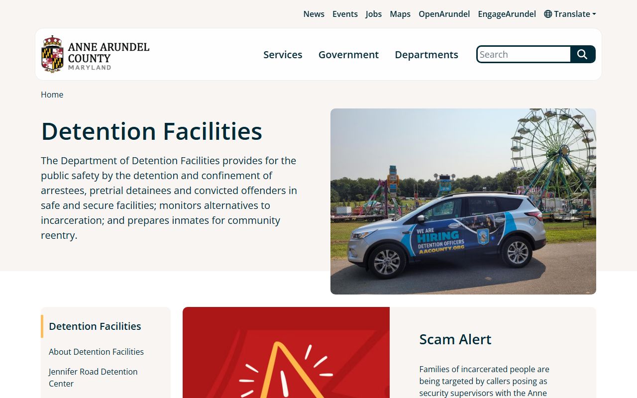 Anne Arundel County inmate records detention facilities overview