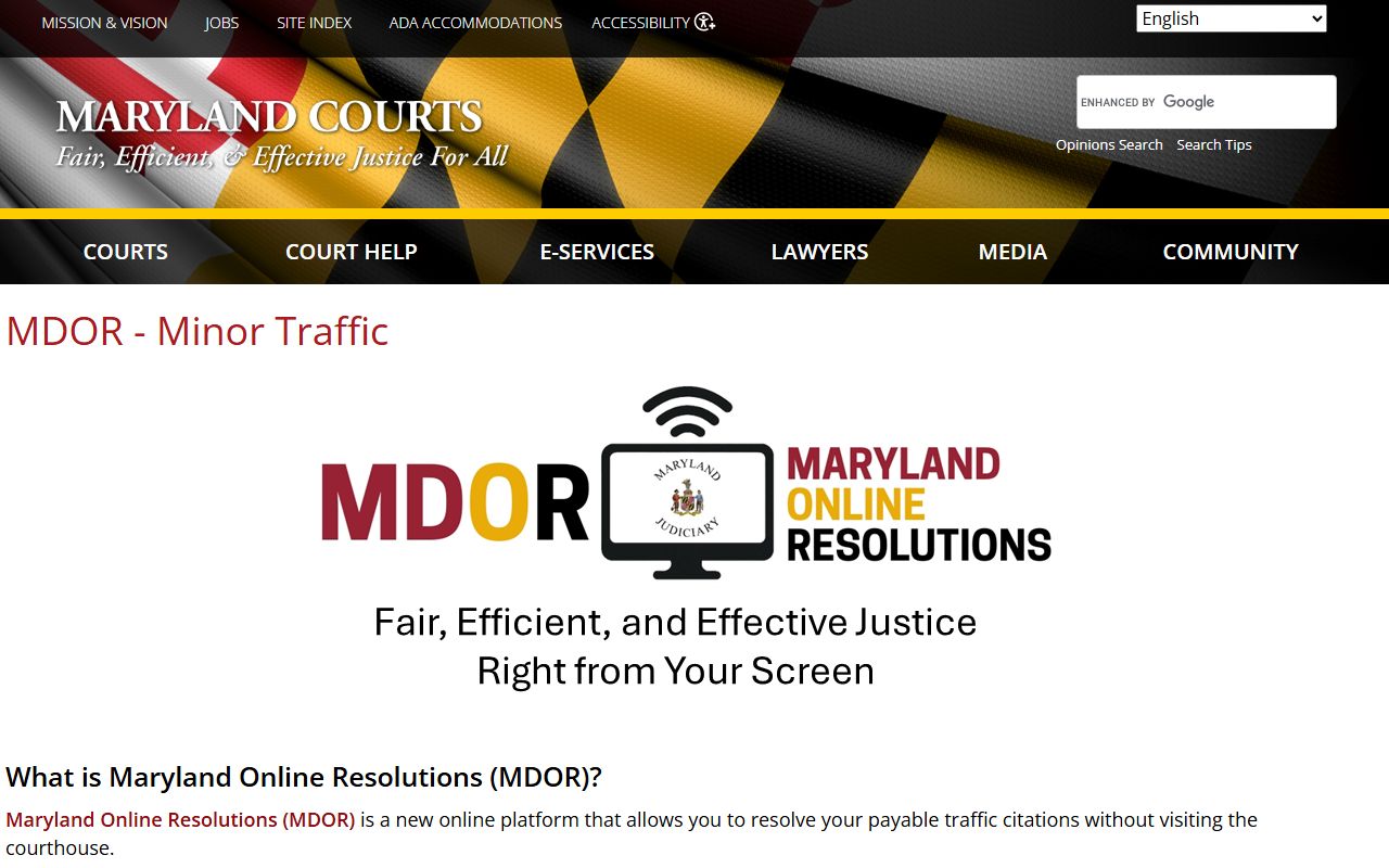 Anne Arundel County traffic court records Maryland Online Resolutions