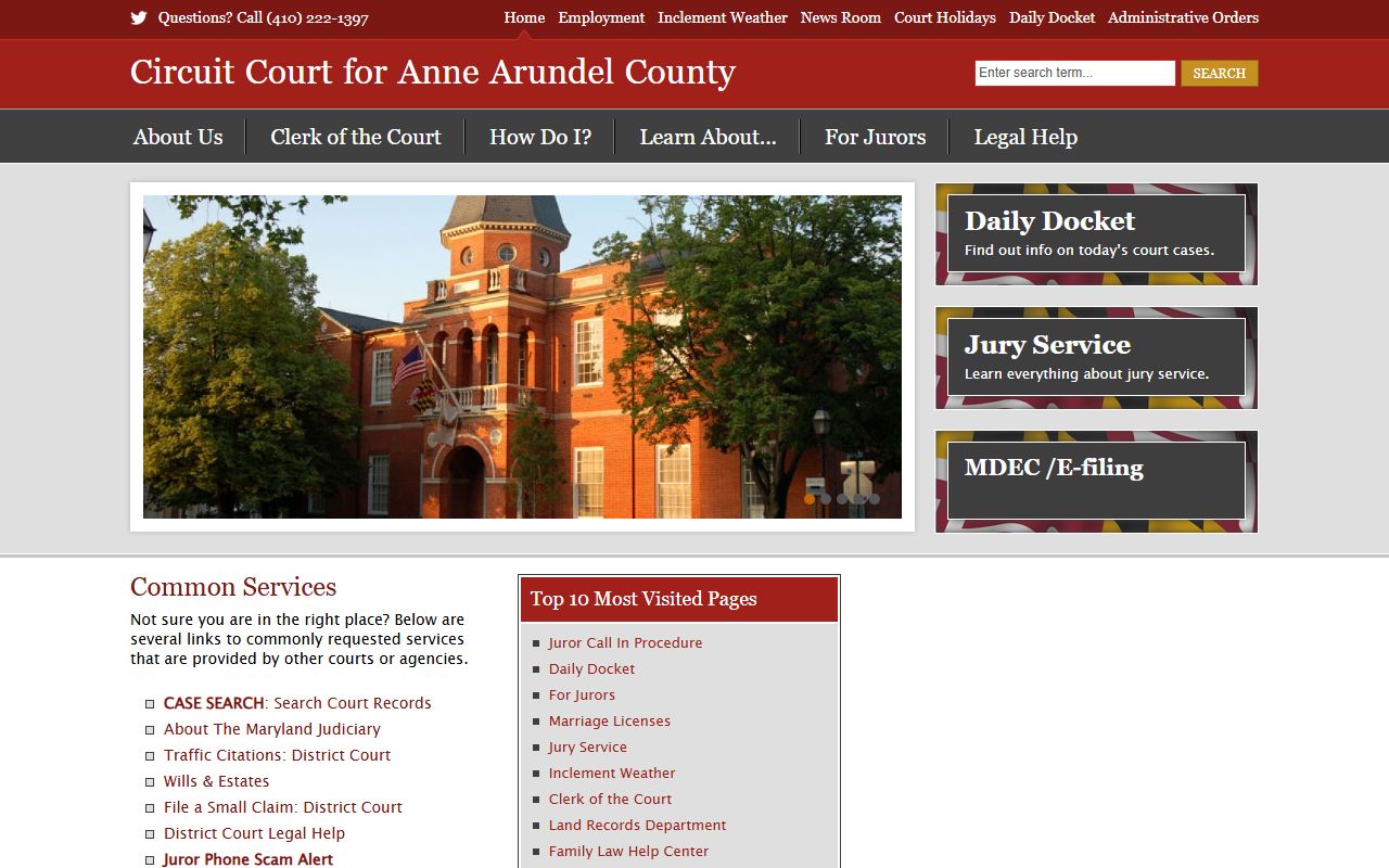 Anne Arundel County court records Circuit Court homepage